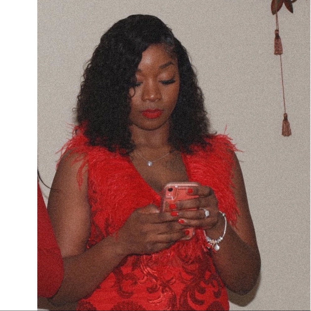 Lady in red dress
